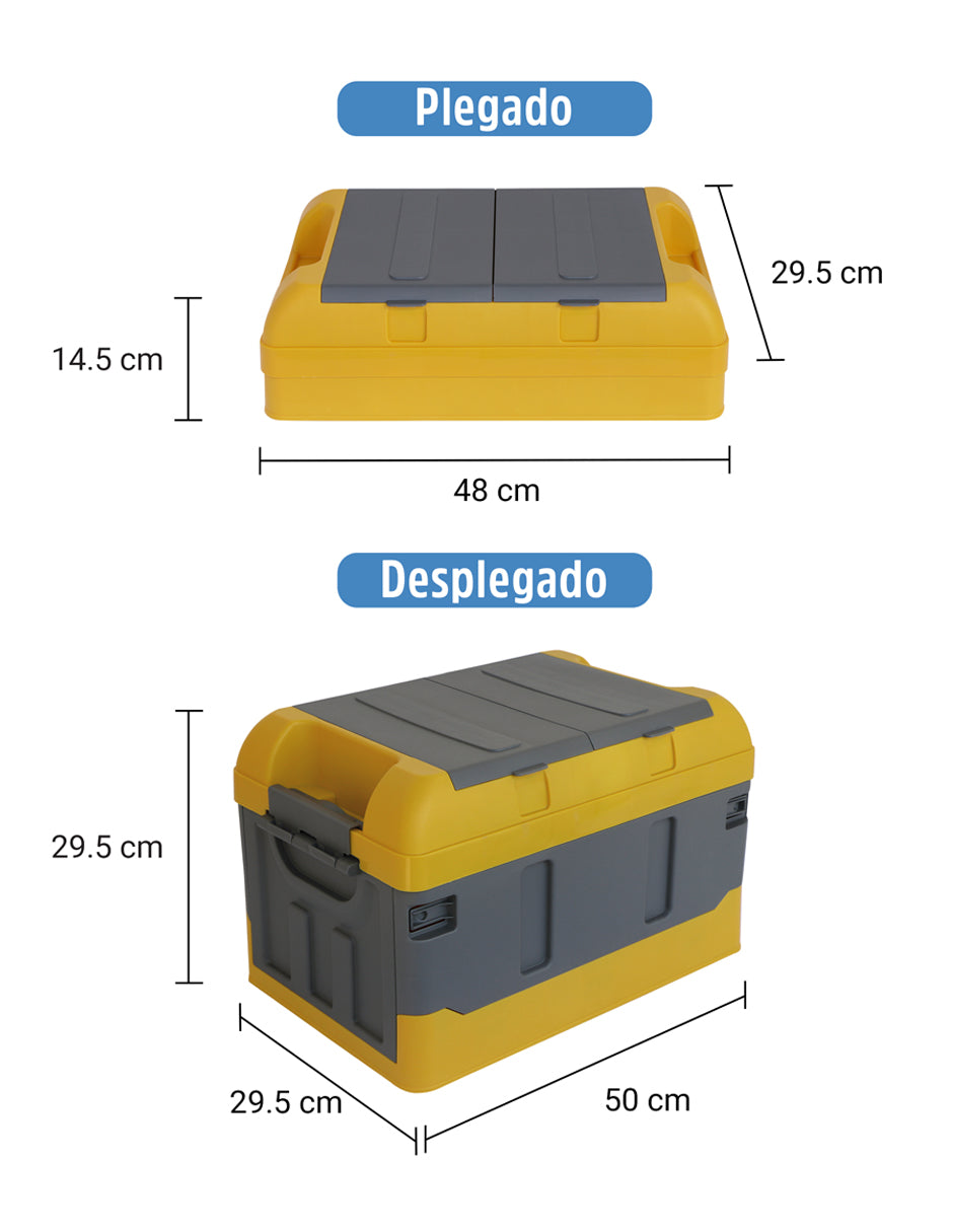 cajas almacenaje plástico amarilla y gris