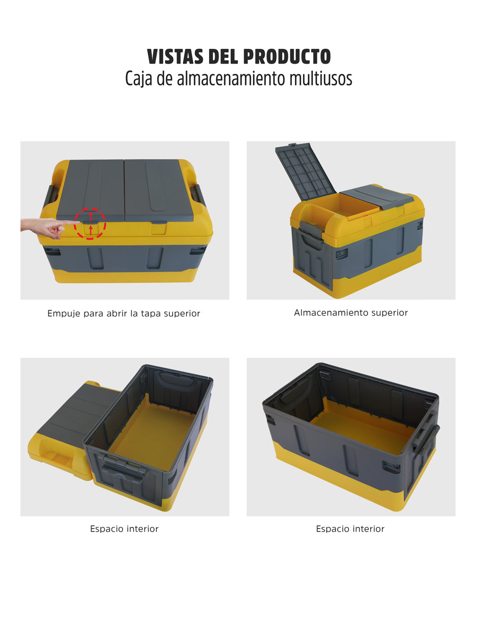 cajas almacenaje plástico amarilla y gris