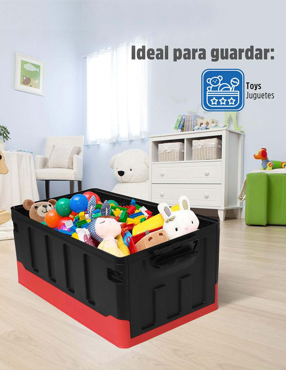 Caja de almacenamiento multiusos plegable con tapa 72 litros de almacenamiento