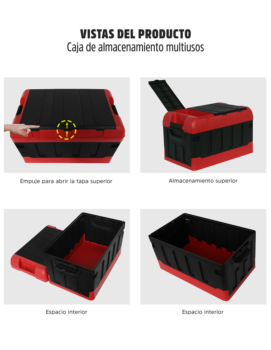 Caja de almacenamiento multiusos plegable con tapa 72 litros de almacenamiento