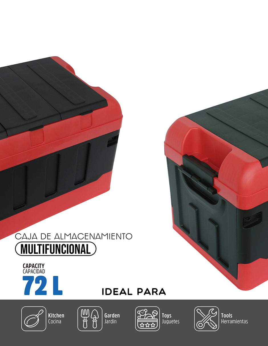 Caja de almacenamiento multiusos plegable con tapa 72 litros de almacenamiento