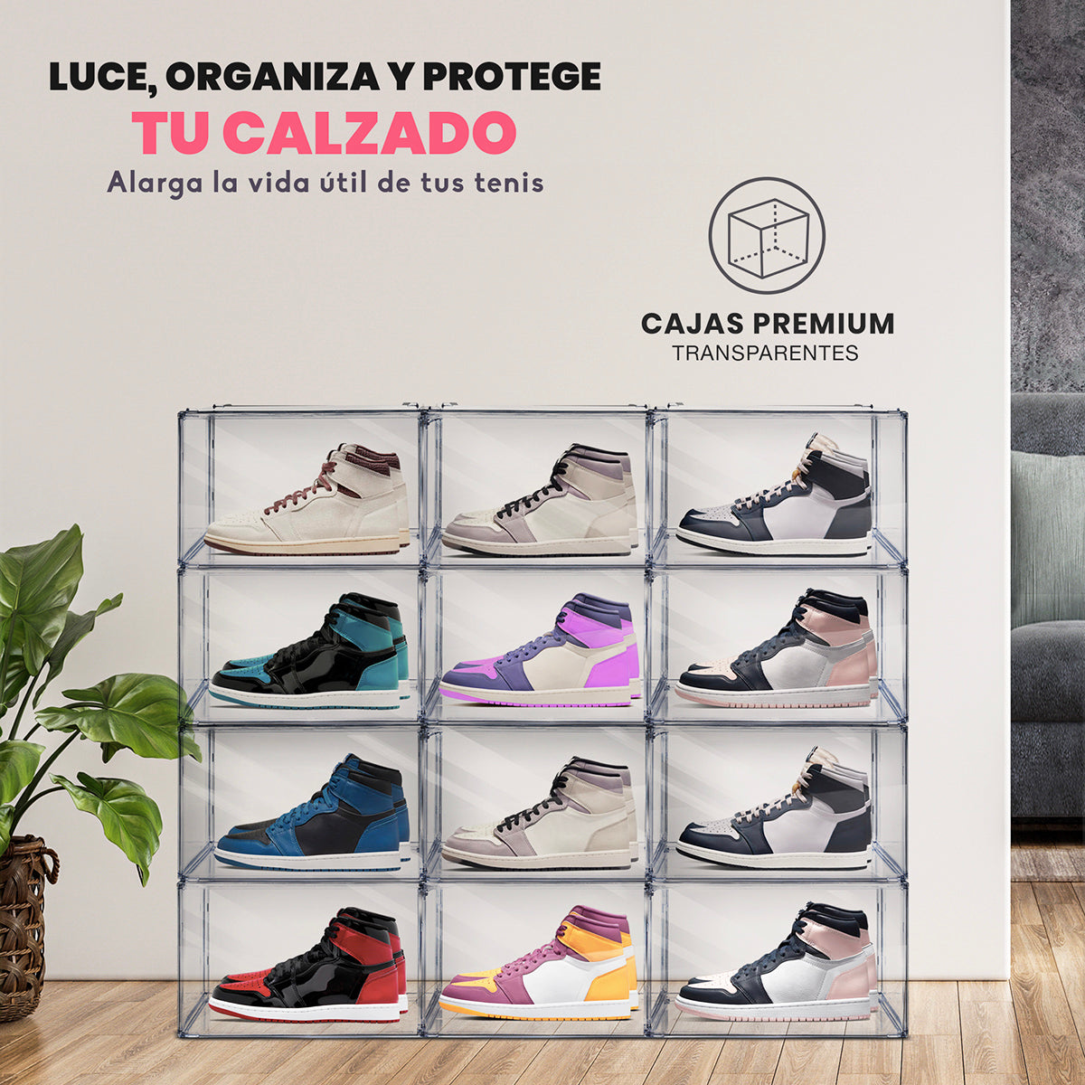 Sneakers Box Premium Zapatera Payton Set 12 piezas.